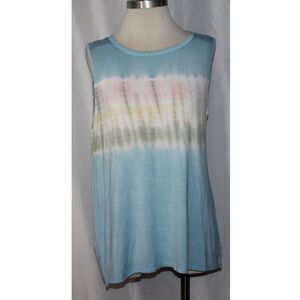 Women's FSL Apparel Blue Tie Dye Sleeveless Tee T-Shirt Tank Size L